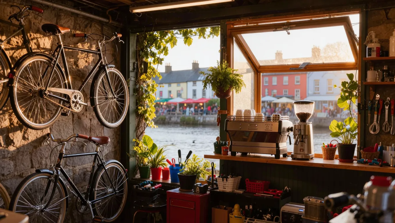 Barrow Bikes and Beans workshop and coffee hatch